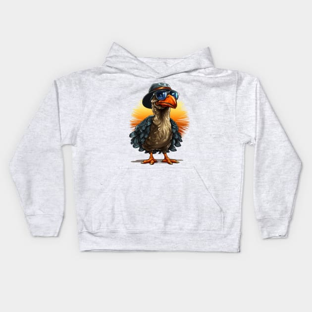 Cartoon Thanksgiving Turkey #4 Kids Hoodie by Chromatic Fusion Studio